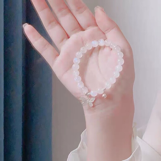 清冷白月光梦蝶手链女小众简约铃铛手串闺蜜甜美百搭学生手饰品潮 M753【梦蝶手串】白