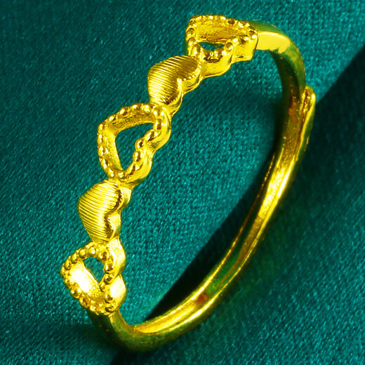 Liu Dawen gold ring 9999 solid gold for men and women, heart-shaped heart-to-heart vegetarian ring index finger ring, real gold jewelry for young people, weighing about 1.93-2.2g (labor cost 30)