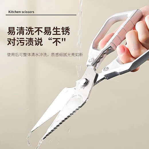 Zhang Xiaoquan Küchenschere, hohe Härte, scharfe und leistungsstarke Hühnerknochenschere, komplett aus Edelstahl, spezielle Schere mit großem Kopf zum Schneiden von Hühner-, Enten- und Gänseknochen, 1 Paar, gewöhnliche Haushaltsschere