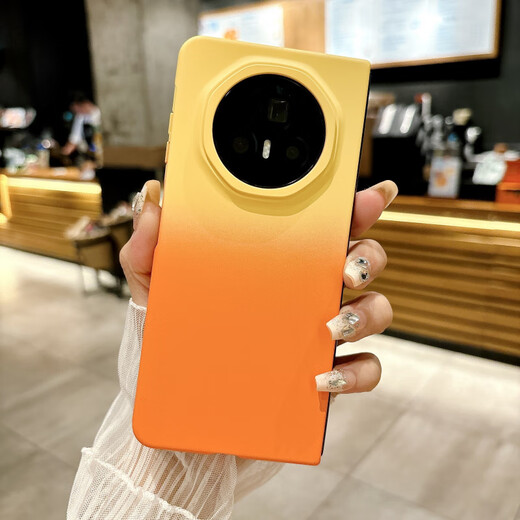 HONOR original quality gradient vibrant orange Magic V5 mobile phone case new honor foldable screen case magicv5 upper yellow and lower orange skin feel丨non-fingerprint丨front and rear cover Magic_V5