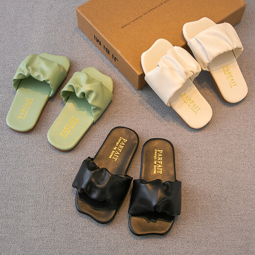 Girls' Slippers 2025 Summer New Children's Shoes Little Girls Princess Shoes One-Slip Flop Non-Slip Outerwear Flat Slippers Black 29_Inner Length 17.3cm