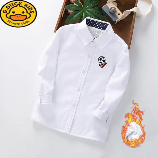 G.duck2-14 years old boys autumn and winter velvet shirt children's clothing long-sleeved all-match shirt medium and large children's thickened bottoming top elementary school sailing blue velvet 100 cm