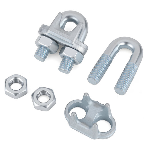 JINGGONG national standard galvanized steel wire rope chuck buckle chuck chuck lock U-shaped chuck fixed joint wire rope chuck 6mm (suitable for 6mm steel wire rope) 10 pcs