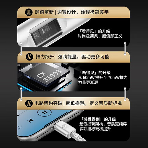 JCALLY JM6PRO 2 decoder amp typec small tail dual-core CX31993+MAX97220 mobile phone headphone accessories convenient HiFi adapter DAC audio cable JM6PRO 2 dual-core strong thrust appearance upgraded model