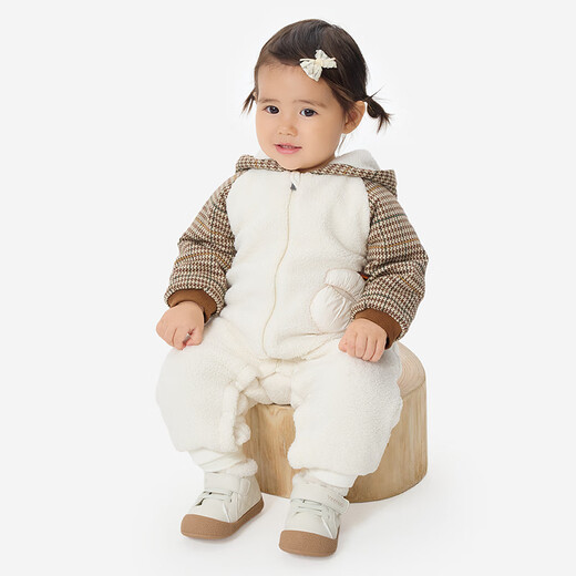 Ying's baby toddler shoes, winter casual cotton shoes, warm and velvet, versatile and comfortable shoes for boys, girls going out, off-white 22