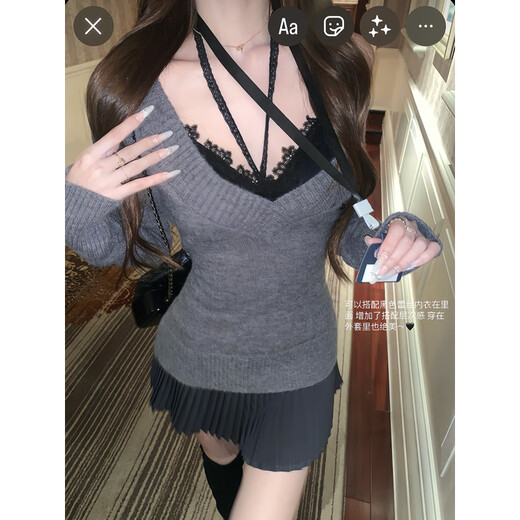 嗲嗲 inner wear Christmas wear lace camisole women's lace hollow top with breast pads off-white (first batch) ready stock M