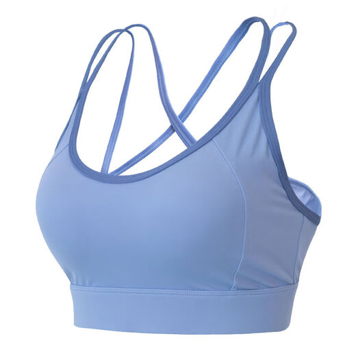 Fitness girl's new sports bra shockproof running yoga vest push-up all-in-one Pilates bra blue S S