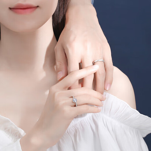 DR moissanite diamond ring couple ring for men and women, a pair of rings for marriage, wedding, birthday, lover gift for boyfriend and girlfriend, snowflake diamond ring, a pair of 1 carat live/closed rings