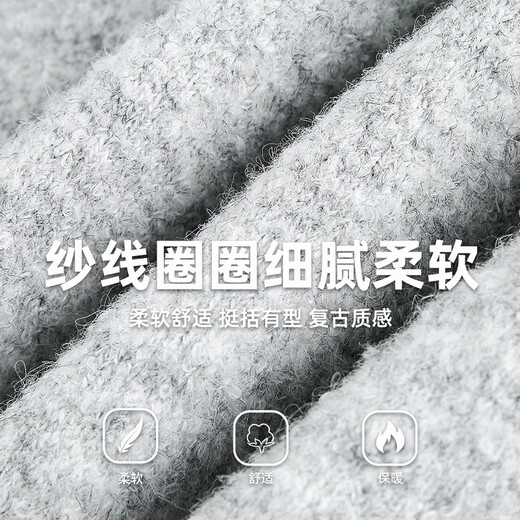 Shaotang Light Luxury Old Money Henry Collar Polo Sweater Men's Autumn and Winter Textured Thickened Warm Sweater Lazy Wind Jacket Carbon Gray M