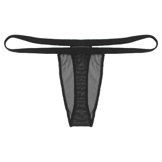 PYONGRAINS men's thong sexy underwear high elastic thin mesh soft transparent breathable sexy seamless white S