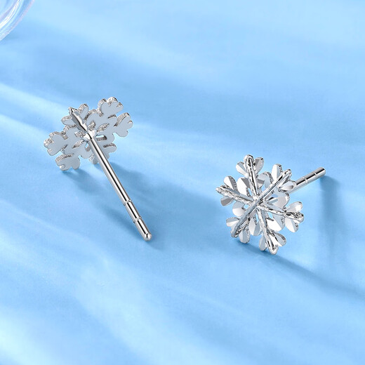 Wanfulong 2025 new platinum snowflake earrings for women pt950 shiny platinum commuting versatile high-end earrings gift PT950 platinum snowflake earrings 0.98g