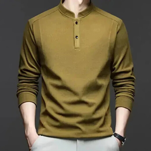 Fashionable and luxurious autumn and winter double-sided German velvet bottoming shirt men's Henry collar trendy versatile stand-up collar sweatshirt blue one size XL 130-145Jin Jin equals 0.5 kg