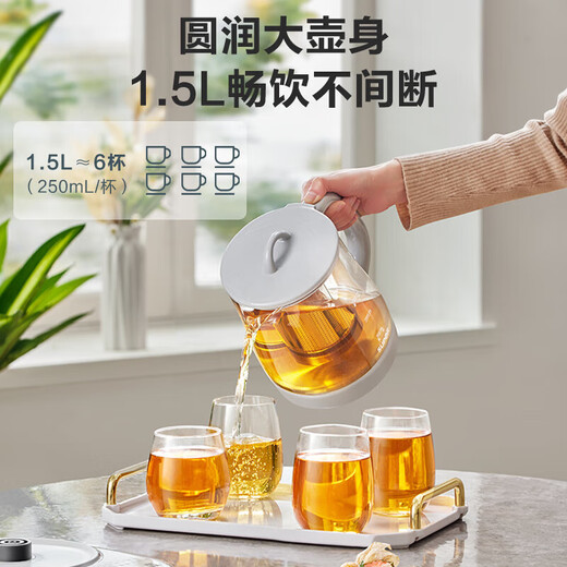 SUPOR Health Kettle 1.5L Large Capacity Stainless Steel Tea Kettle Thickened Glass Insulation Tea Kettle Office Constant Temperature Kettle Flower Tea Kettle Electric Kettle 1.5L / With Filter + Egg Rack / 316L Stainless Steel