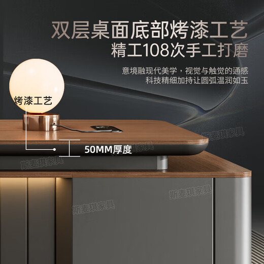 Light luxury boss desk, modern and simple paint desk, president desk, office manager desk and chair combination, 1.6m single cabinet boss desk, ordinary desktop