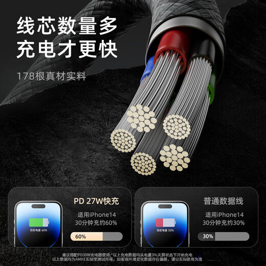 AMKE adapts to Apple charging cable original fast charging iphone mobile phone data cable lightning11/12/13/14promax braided cable