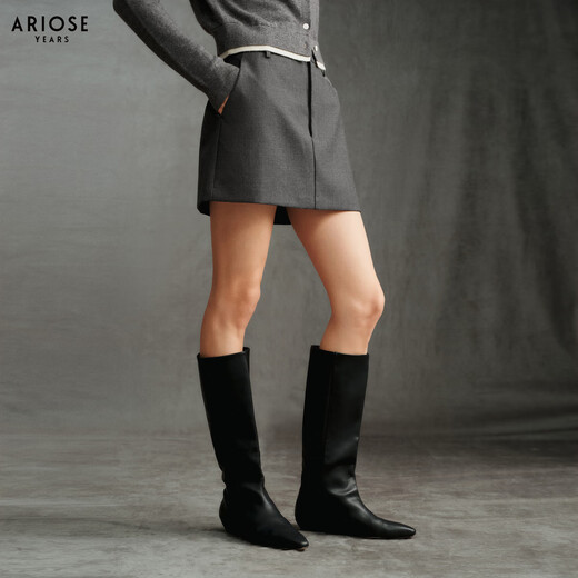 Enos Eshi Shopping Mall Same Style 2025 Winter New Commuting Versatile Suit Skirt High Waist Skirt Women 41023526 Smoke Gray M