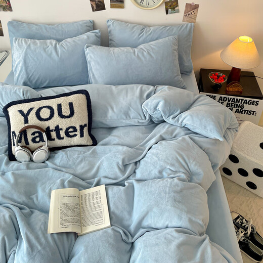 Langsha milk velvet duvet cover 180x220cm single piece thickened single duvet cover winter velvet duvet cover 1.8m