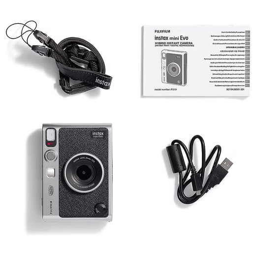Fuji (FUJIFILM) instax mini EVO instant camera upgrade model minievo one-time imaging retro mini EVO black ins set = camera + 10 photo papers + case + book (hot sale)