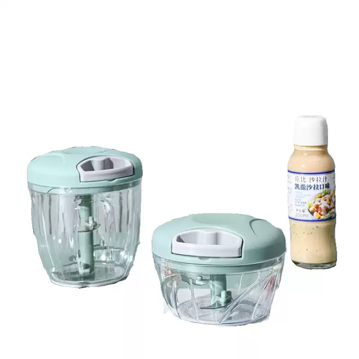 Fantasy Large Garlic Artifact Kitchen Manual Meat Grinder Vegetable Cutter Home Garlic Multi-Function Shredder Chili Stirring Upgraded Grass Green Medium Three Knives