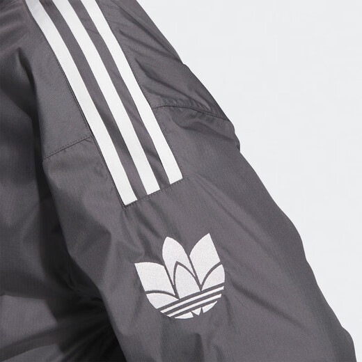 Adidas Couple's Retro Style Woven Stand Collar Jacket Jacket for Men and Women Autumn Adidas Official Clover Dark Gray M