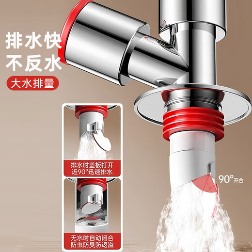 Jingmi's preferred washing machine drain floor drain joint deodorizing three-way two-in-one wash basin drainage pipe check valve anti-overflow artifact