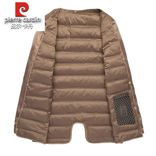 Pierre Cardin 100% cotton windbreaker men's autumn and winter 2025 new casual warm down liner removable mid-length coat for men blue M 170