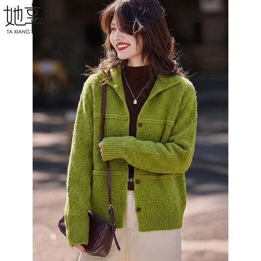 She enjoys the knitted cardigan, female stand-up collar New Year's wear, textured sweater jacket, lazy style red knitted top T54Z150