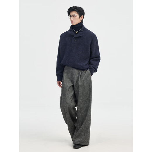 Earl Zall turn-down turtleneck Earl Zall 25 winter style wool sweater men's pullover sweater Henry collar top vanilla white (imitation alpaca loop yarn) M 170