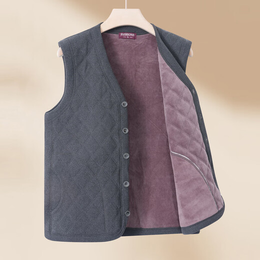 Xiaofu middle-aged and elderly vests with velvet and thickening middle-aged men's winter all-in-one velvet vests for men and dads winter solid color vests