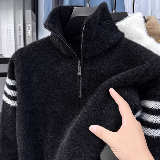 Hengyuanxiang half-zip turnable turtleneck sweater for men, British style, thickened and warm, mink velvet casual woolen sweater for men, camel color 61105 HPN 2XL 180 Recommended 150-160Jin Jin is equal to 0.5kg