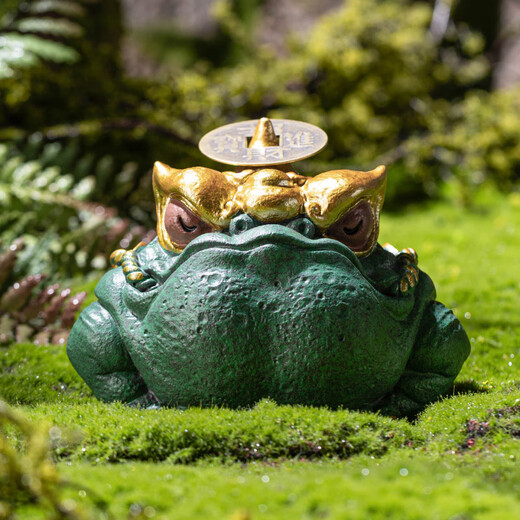 2025 Chinese-style creative Tianji Golden Toad desktop decorations, office study, money dropped from the sky, tea pet decorations, green sandstone colored gold magical four beast ornaments_Tianji Golden Toad gift box without Specifications