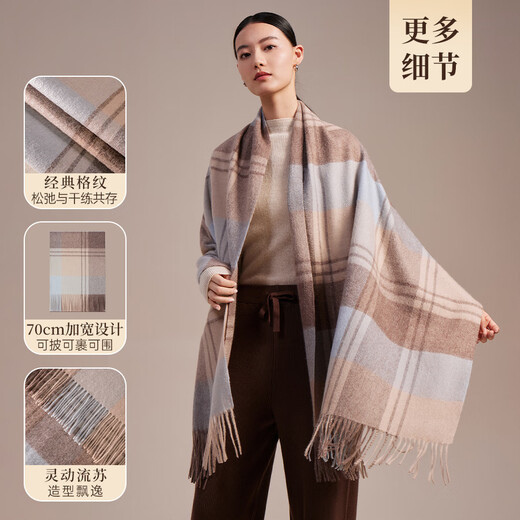 Shanghai Story Upgraded High Count Encrypted and Thickened Plaid Shawl 100% Wool Scarf Mother’s Day Gift Birthday Gift Box
