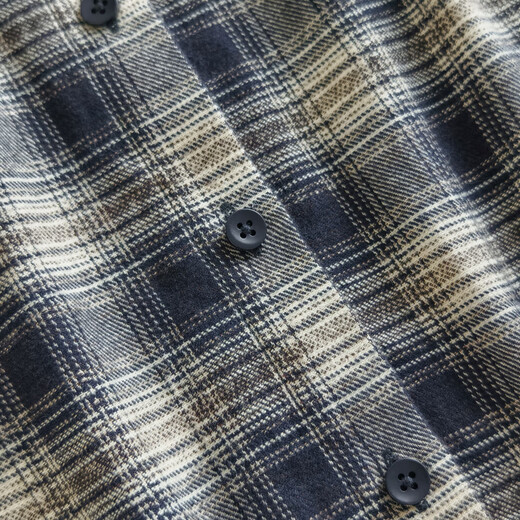 MEIYANG Miu Ge shirt retro academic style cotton plaid yarn-dyed lapel button-down mid-century Beijing classic winter new style dark blue plaid M