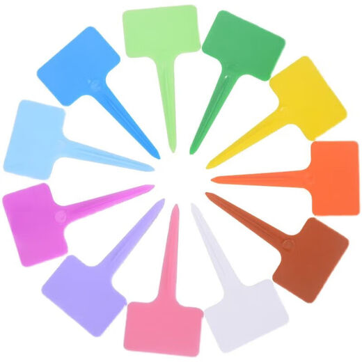 Colorful thickened T-shaped plastic gardening label succulent plant flower name waterproof and sun-resistant ground label with pen pink 20 pcs + pen