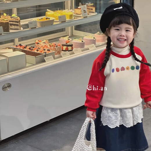 Fried street parent-child wear sweatshirts for a family of three and four in autumn and winter, mother and daughter, baby for 100 days, apricot green pumpkin color without velvet 7108 42 rompers 66 yards 8-14Jin Jin is equal to 0.5 kg