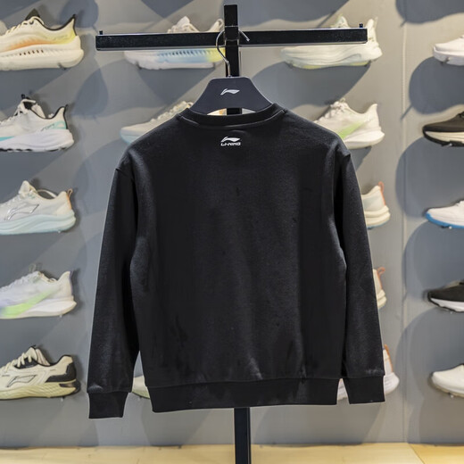 Li Ning children's round neck long-sleeved sweatshirt for boys and girls new loose retro college style pullover sweatshirt top YWDV679 black-2 one size fits all 135