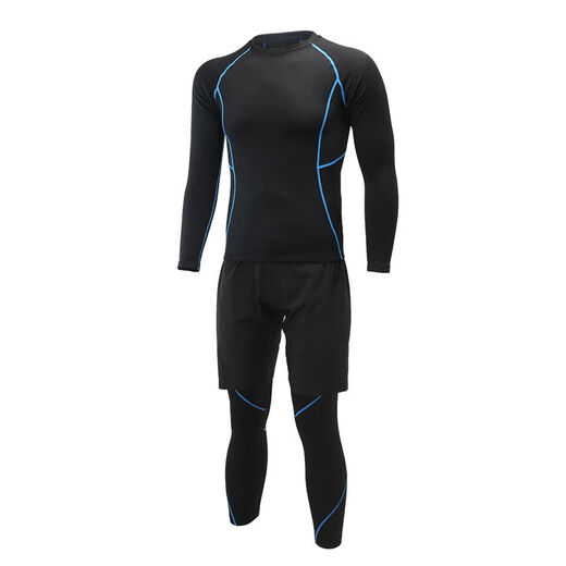 Cycling clothing fleece mountaineering and skiing outdoor running sports quick-drying thermal underwear functional suit men's autumn and winter sweat-wicking Baiqi thermal underwear-suit thin fleece suitable for about 10 degrees 128Jin Jin equals 0.5kg -138Jin Jin equals 0.5kg Choose L