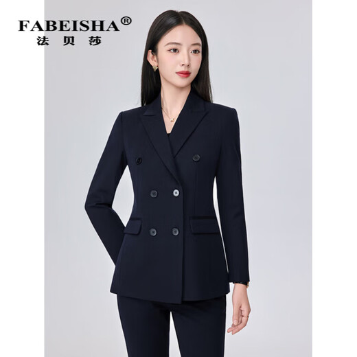 Fabersa high-end business suit for women autumn and winter professional temperament commuting small double-breasted suit jacket for women suit + small pants two-piece set (color can be noted) 3XL