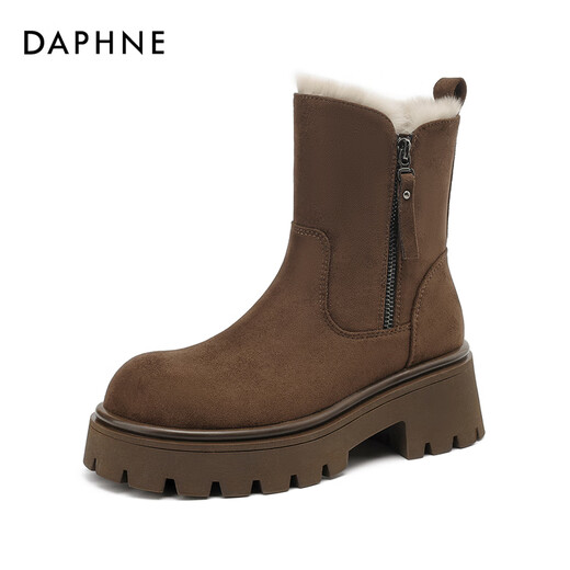 DAPHNE Daphne snow boots women's winter plus velvet thickening Northeast minus 40 degrees outdoor non-slip large cotton shoes 2025 new style coffee color plus velvet 38 (240mm)