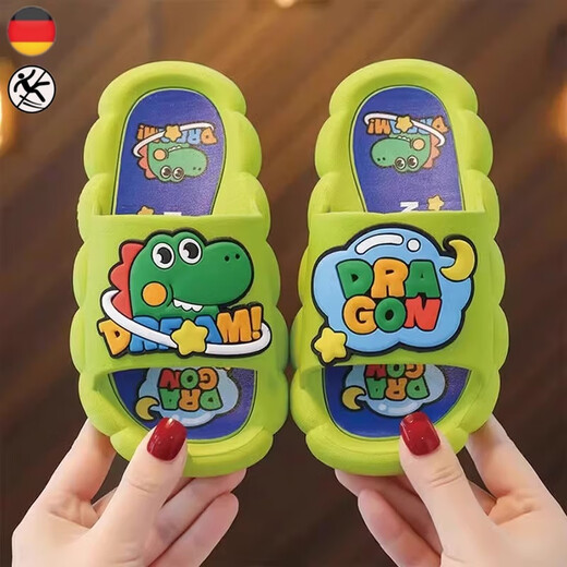 SANGMO German SANGMO children's slippers summer cute cartoon dinosaur home indoor soft bottom non-slip baby slippers blue 26