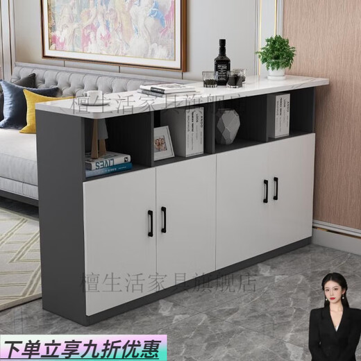 Hualaid home bar table kitchen restaurant partition cabinet multi-functional entrance cabinet modern simple small bar wine cabinet high table white cabinet + marble color countertop + white cabinet length 120 three doors