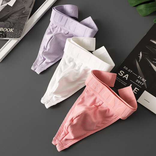 Men's thong solid color comfortable and breathable personalized ribbed sexy U-convex sexy hip lifting thong underwear comfortable and breathable T black M recommended 90-110Jin Jin equals 0.5 kg