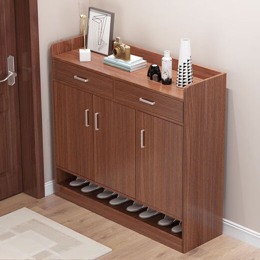 Home entrance 2025 new color entry multifunctional storage shoe cabinet large capacity simple shoe rack upgraded two doors and one drawer ancient sandalwood 60cm