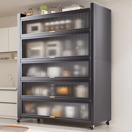 Jiangwei sideboard integrated against the wall 2026 latest high-end light luxury slate cabinet wine cabinet kitchen multi-functional storage hot-selling sun door gray 3 doors 1000*320*1145