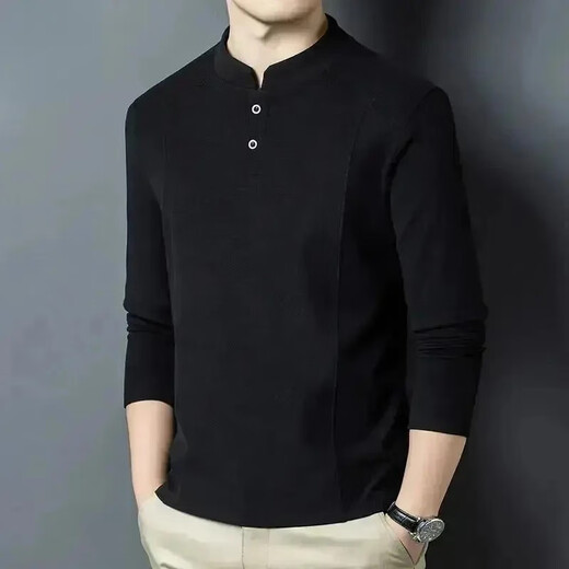 Fashionable and luxurious autumn and winter double-sided German velvet bottoming shirt men's Henry collar trendy versatile stand-up collar sweatshirt blue one size XL 130-145Jin Jin equals 0.5 kg