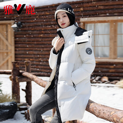 Yalu Down Jacket Women's Mid-Length Thickened Slim Winter 2025 New Middle-aged Mom Extremely Cold Windproof Warm Jacket Women Black Slim Fit Thickened Warmth S Recommended 115Jin Jin is equal to within 0.5kg