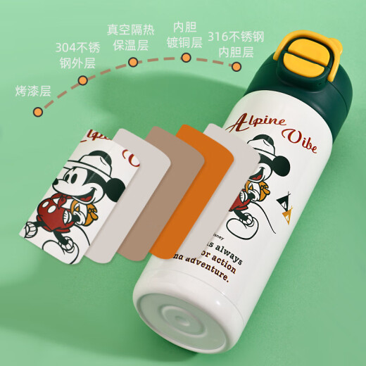Disney Children's Thermos 316 Food Grade Stainless Steel Primary School Students' Kettle One Cup Double Drink Insulation Water Cup With Cup Cover 6296 Iron Man Double Drink Insulation Cup