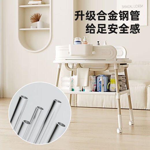 Diaper table, large capacity, baby care table, multifunctional touch bed, newborn diaper changing bed, removable crib, 1 piece, nursing table + hanging basket*2