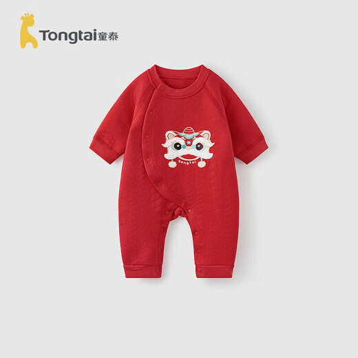 Tongtai (TONGTAI) baby jumpsuit autumn and winter pure cotton warm baby clothes romper festive new year outfit red A80cm