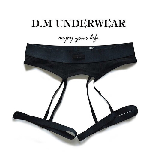 D.M men's underwear low-waisted sexy thong modal wide striped plush soft and empty personality sexy hot T-pants white M100-115Jin Jin is equal to 0.5 kg